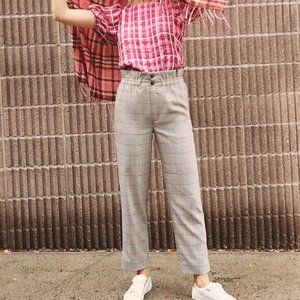 NWT- Madewell Paperbag Tapered Pants in Glen Plaid